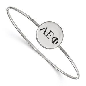 Sterling Silver Alpha Epsilon Phi Enamel Greek Letters Bangle - 7 in.